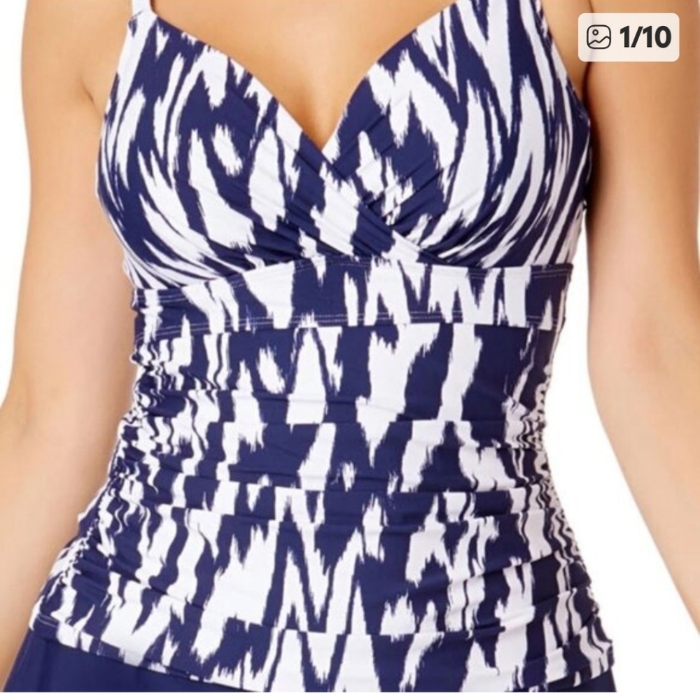 Anne Cole Navy and White Swim Tankini